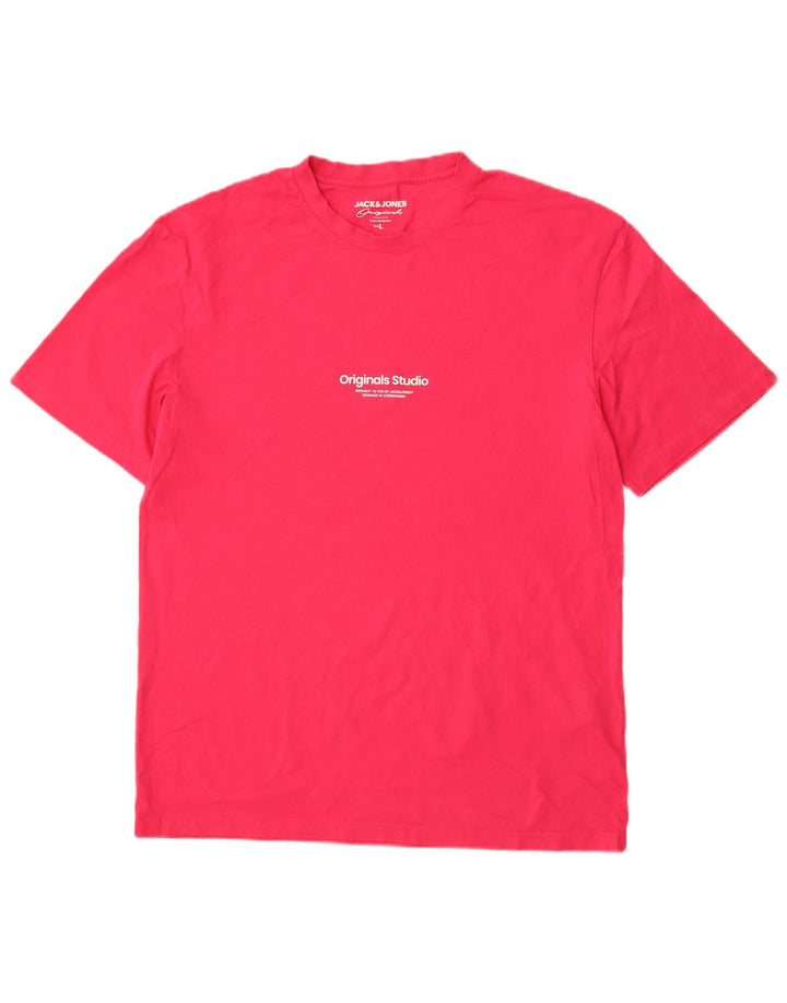 Jack & Jones Herre T-Shirt Top Stor Pink Bomuld