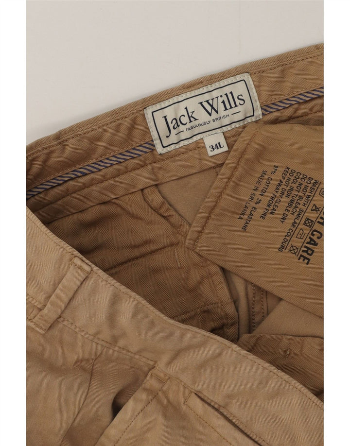 JACK WILLS Herre Slim Chino Bukser W34 L34 Beige Bomuld