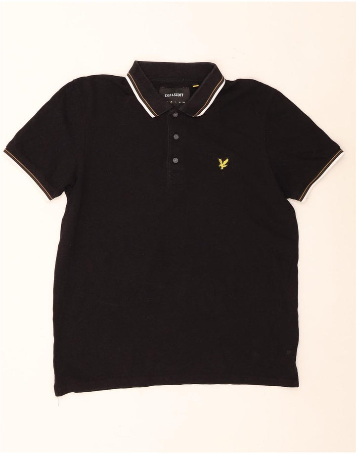 Lyle & Scott herre poloshirt mellem sort stribet bomuld
