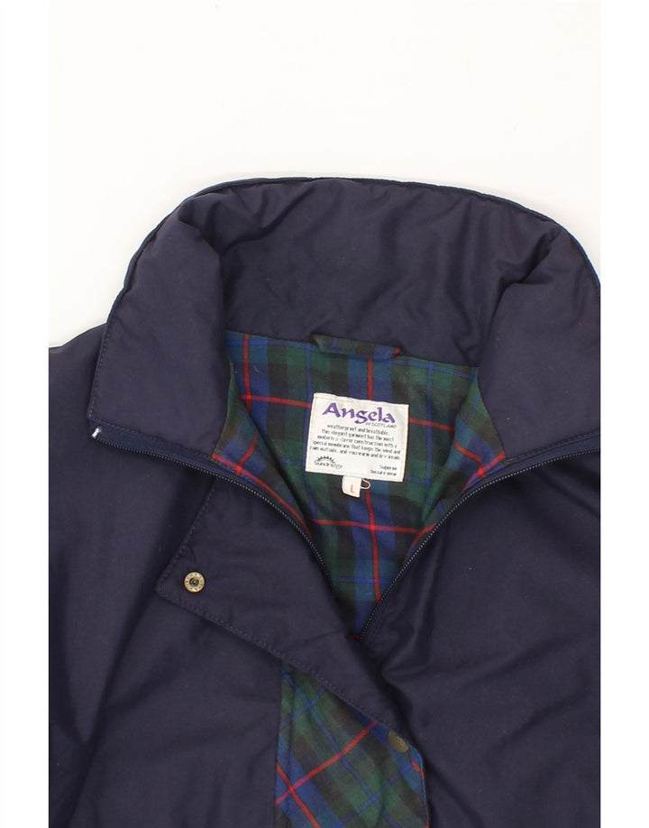 ANGELA Womens Windbreaker Jacket UK 16 Large Navy Blue Polyester Vintage angela and Second-Hand angela from Messina Hembry 