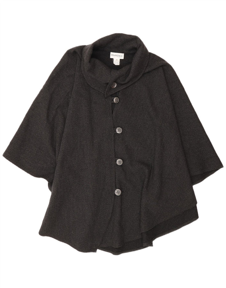 Francesca Dame Cape Coat UK 14 Medium Grey Nålestribet Uld