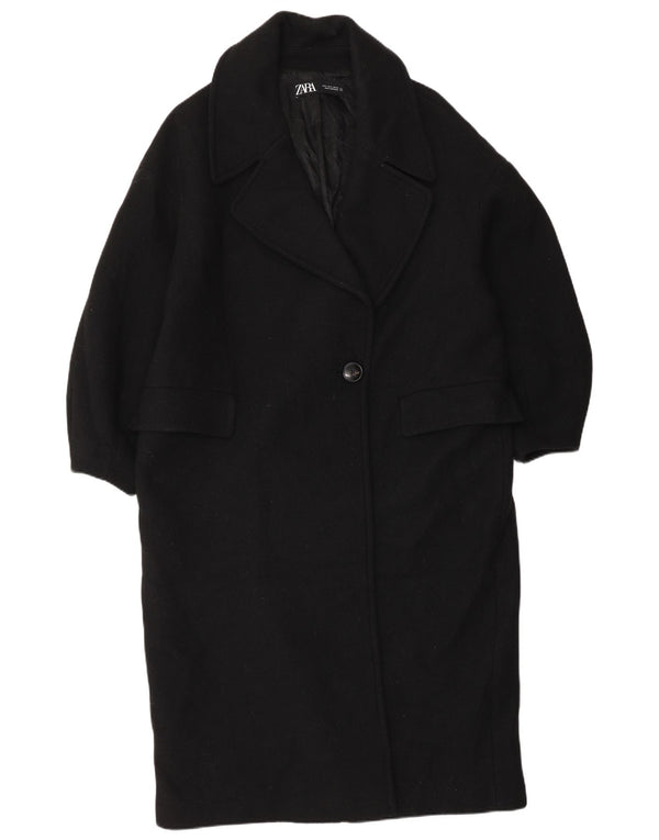 Zara Womens Oversized Overcoat UK 10 Small Black Wool