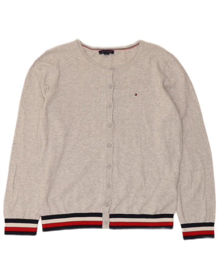 Tommy Hilfiger Dame Cardigan Sweater UK 14 Medium Grå Stribet