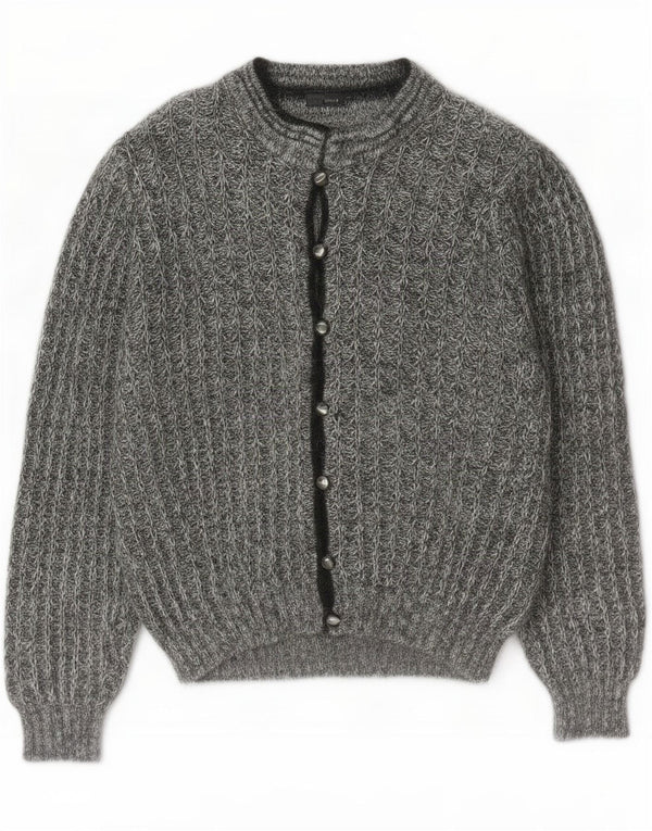 Vintage Dame Cardigan Sweater UK 16 Large Grey Flecked