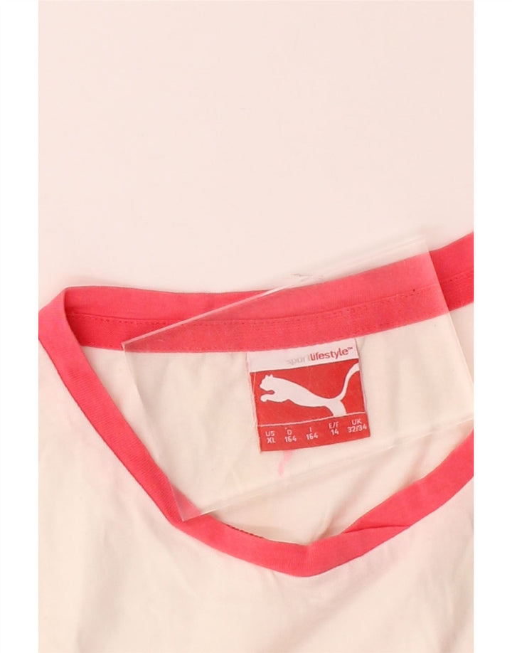 PUMA Boys Graphic Vest Top 13-14 Years White Vintage Puma and Second-Hand Puma from Messina Hembry 