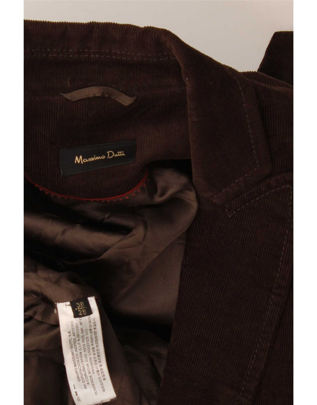 Massimo Dutti Dame 1-knap Corduroy Blazer Jakke EU 38 Lille Brun