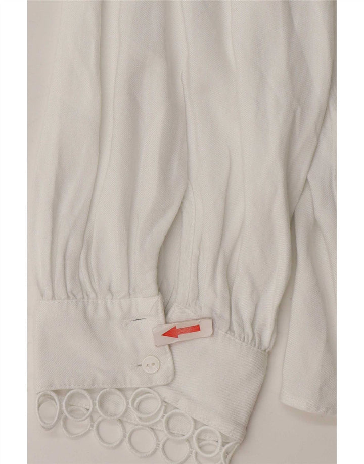 Zara Dame 3/4 ærmet bluse Top UK 16 Large White Polyester