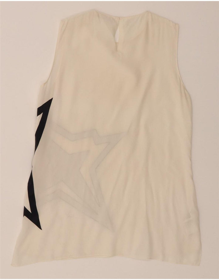 VINTAGE Womens See Through Graphic Vest Top UK 12 Medium Off White Silk Vintage Vintage and Second-Hand Vintage from Messina Hembry 