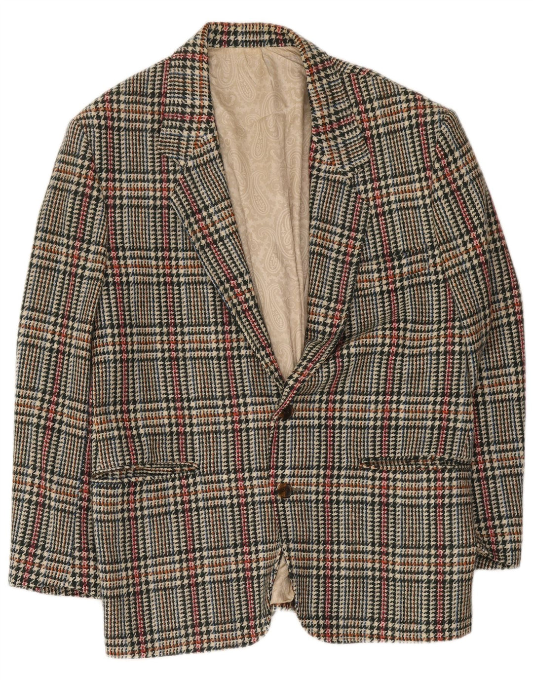 Vintage herre 2-knaps blazerjakke IT 48 Medium Flerfarvet Houndstooth