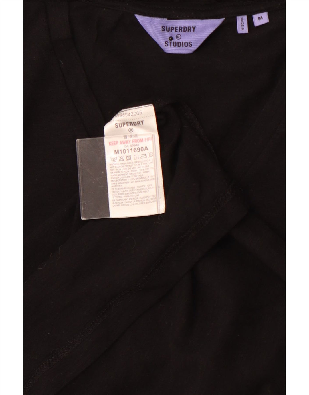 SUPERDRY Herre T-Shirt Top Medium Sort Bomuld