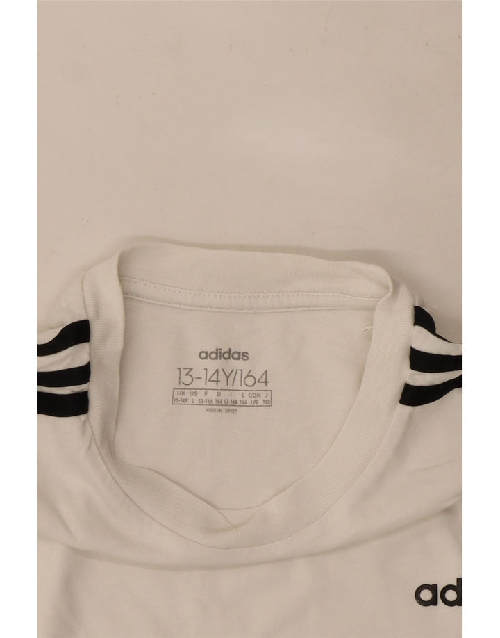 Adidas Boys T-Shirt Top 13-14 år Hvid Bomuld