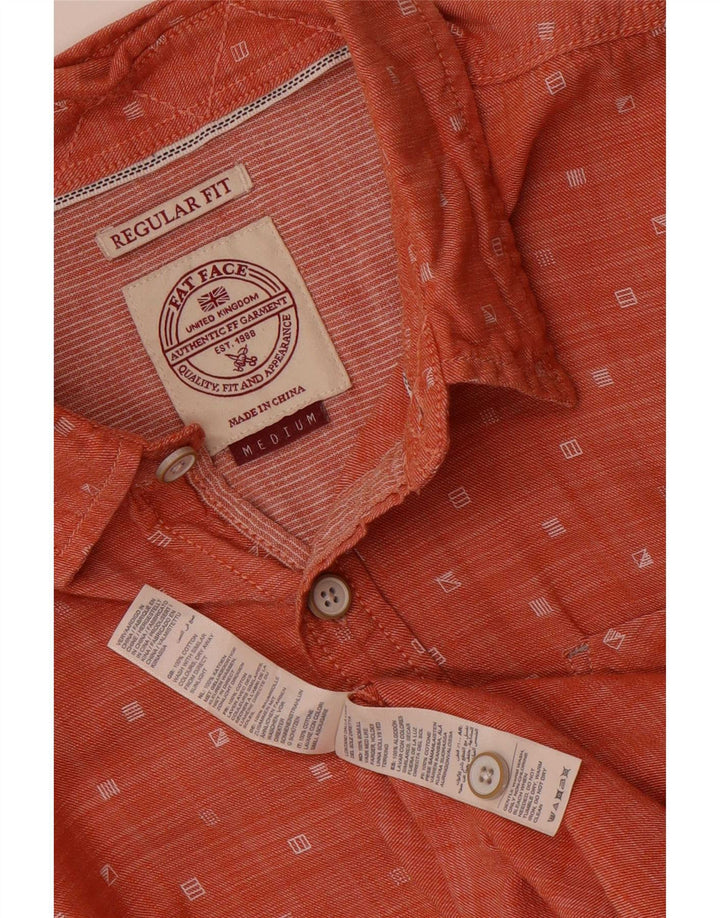 Fat Face Herre Kortærmet Regular Fit skjorte Medium Orange Plettet Bomuld