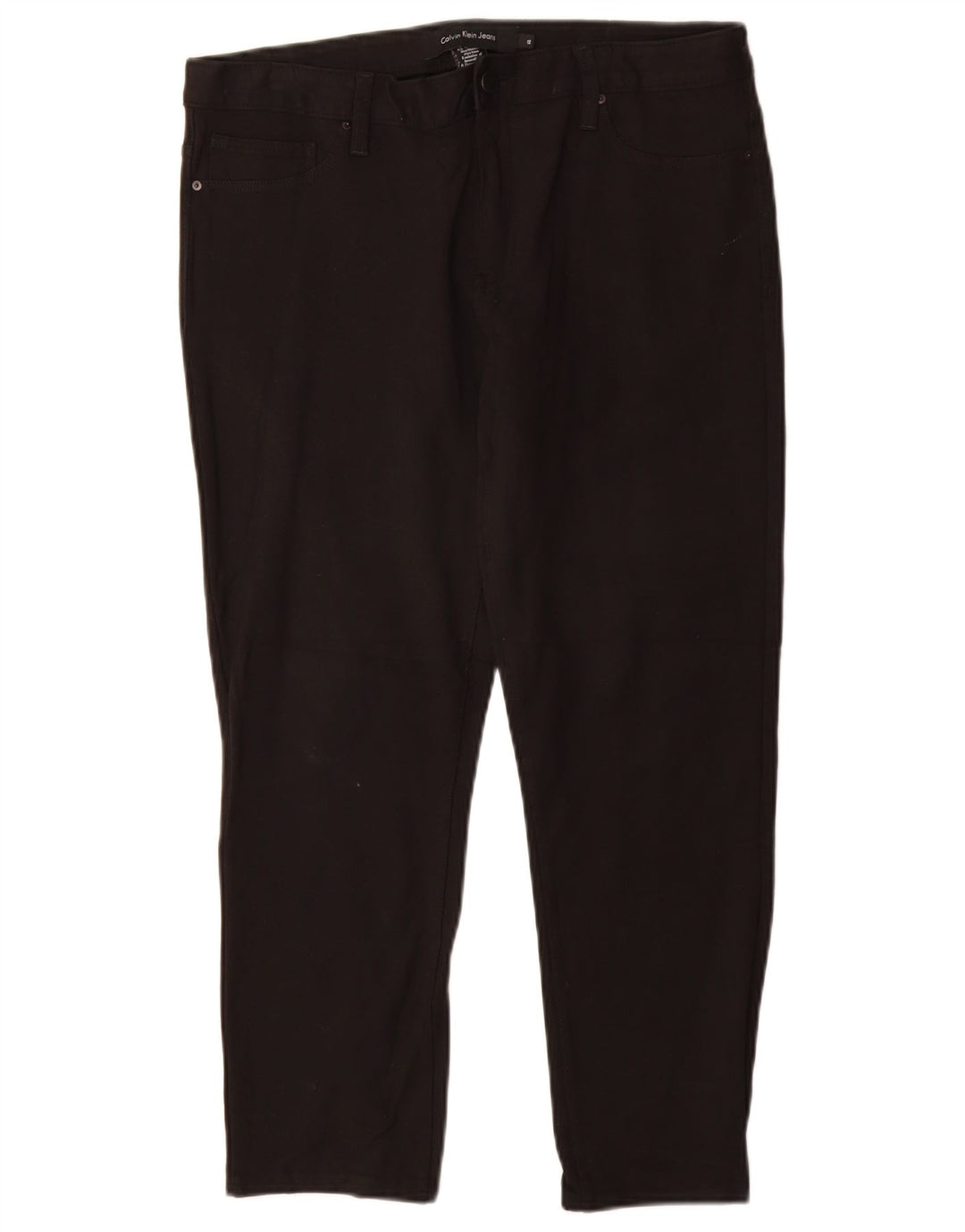 CALVIN KLEIN Dame Slim Casual Bukser US 12 Large W30 L26 Sort Viscose