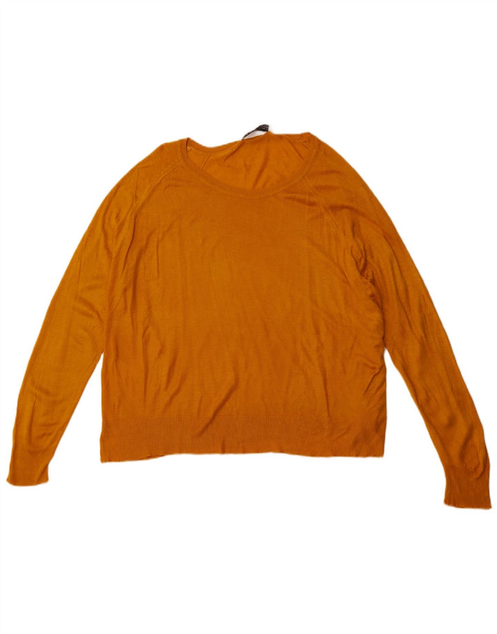 ZARA Dame Boat Neck Jumper Sweater UK 18 XL Orange Syntetisk