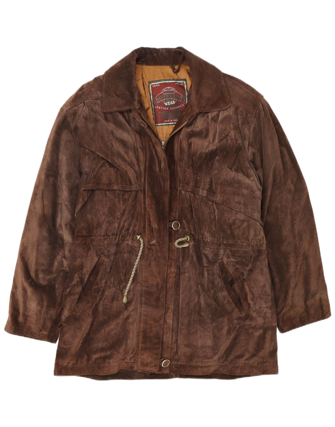 Vintage ruskindsfrakke til kvinder UK 16 Stort brunt læder