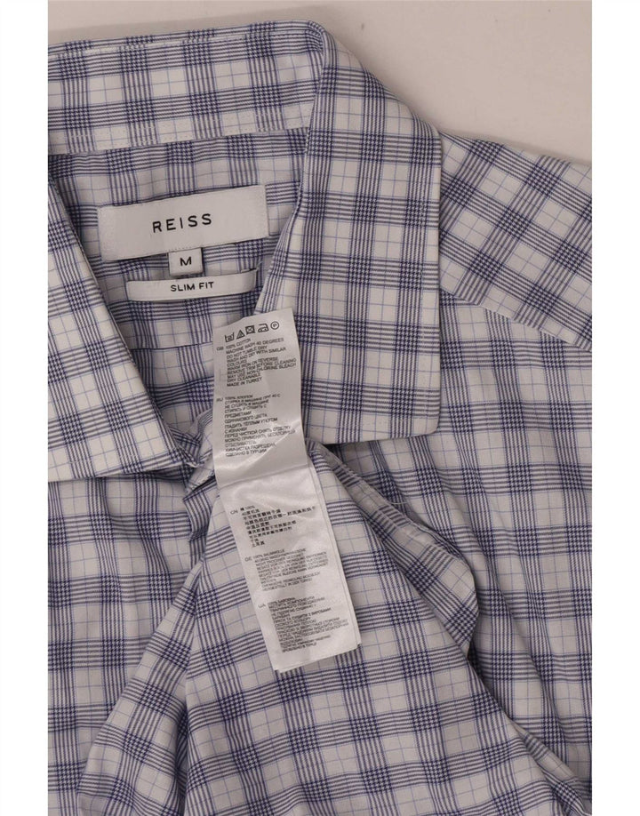 Reiss Slim Fit skjorte til mænd, medium blå ternet bomuld