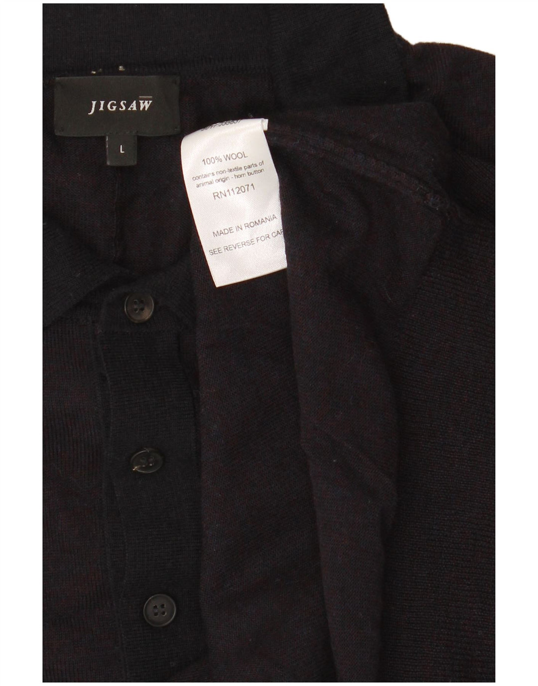 Jigsaw Herre Polo Neck Jumper Sweater Stor Sort Uld