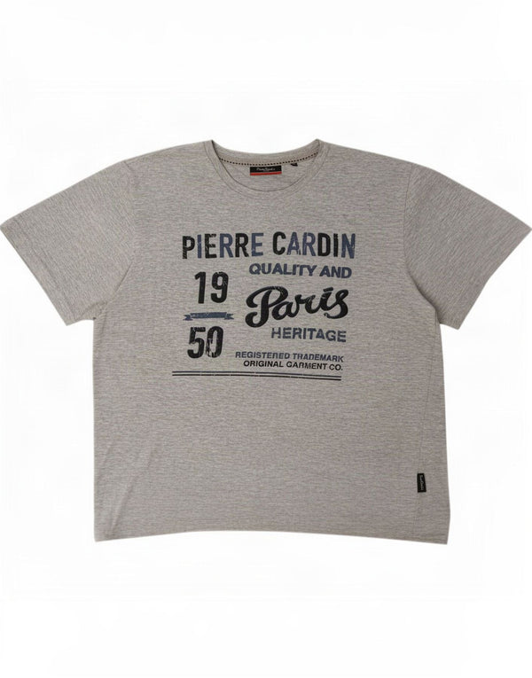 Pierre Cardin Herre Regular Fit Grafisk T-Shirt Top 2XL Grå