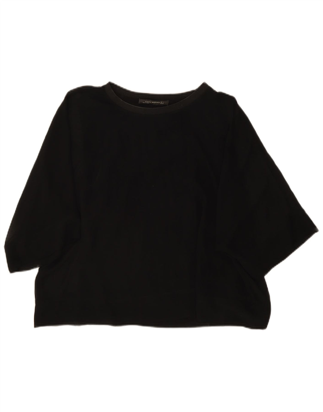 Zara Dame Oversized Bluse Top UK 10 Small Black Viscose