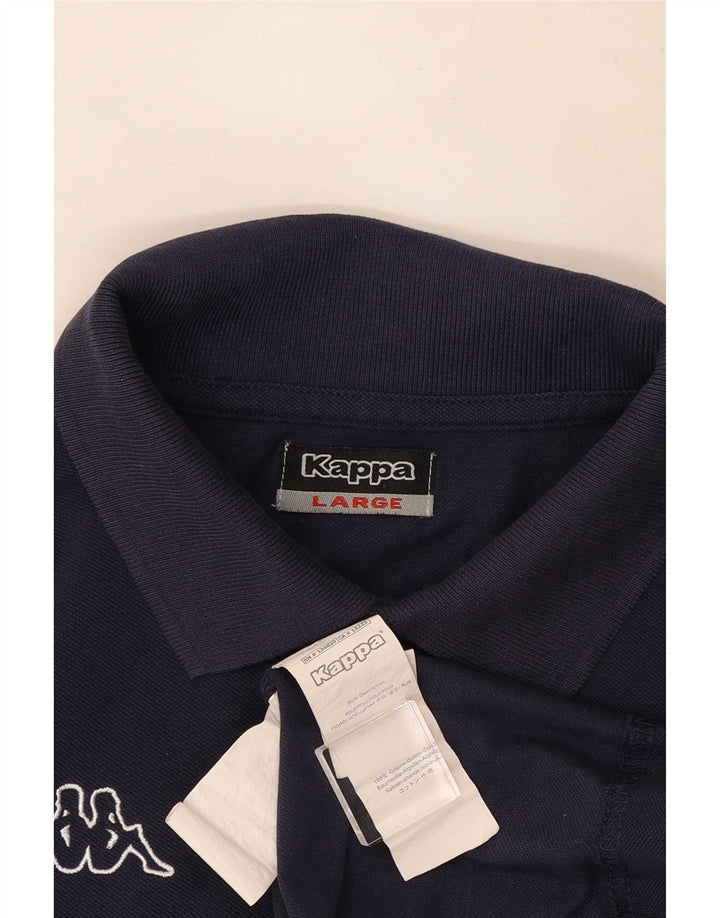 Kappa Herre grafisk poloshirt Stor marineblå bomuld
