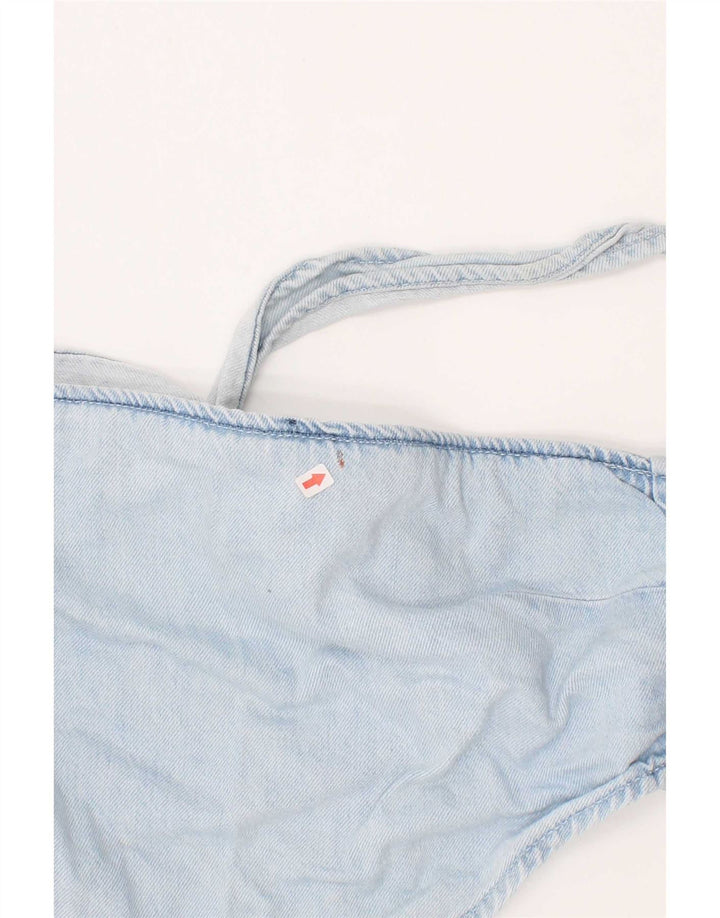 Zara Dame Denim Crop Top Medium Blue Bomuld