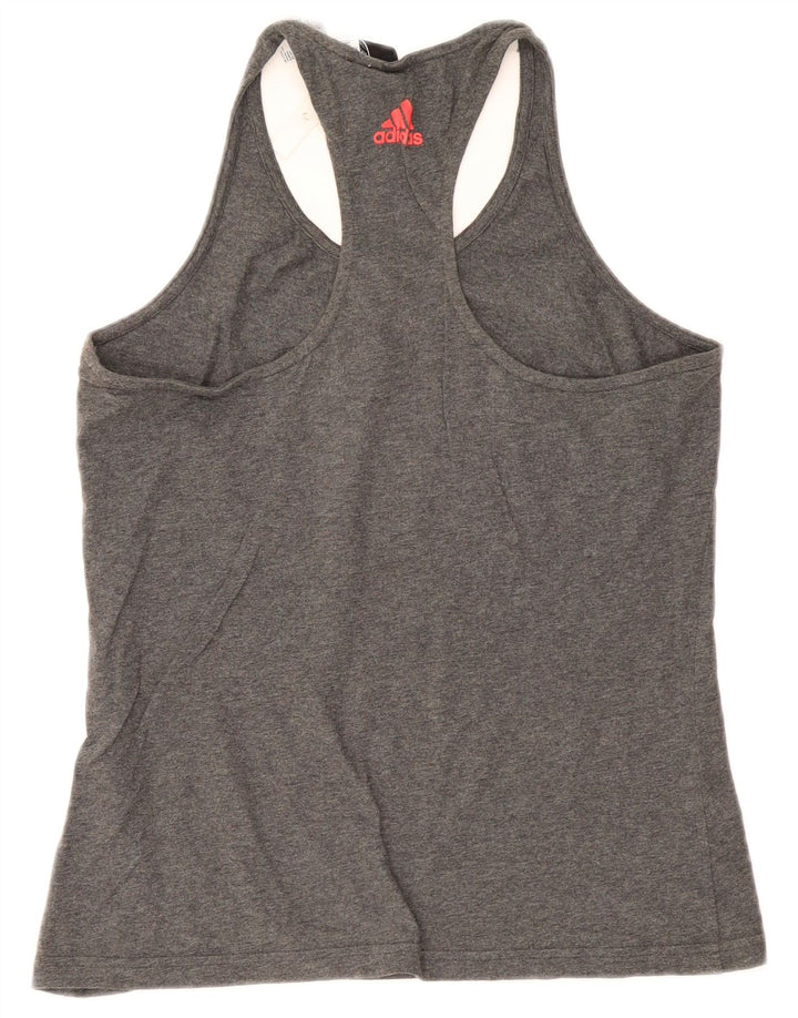 Adidas Dame Grafisk Vest Top UK 12/14 Medium Grey Bomuld