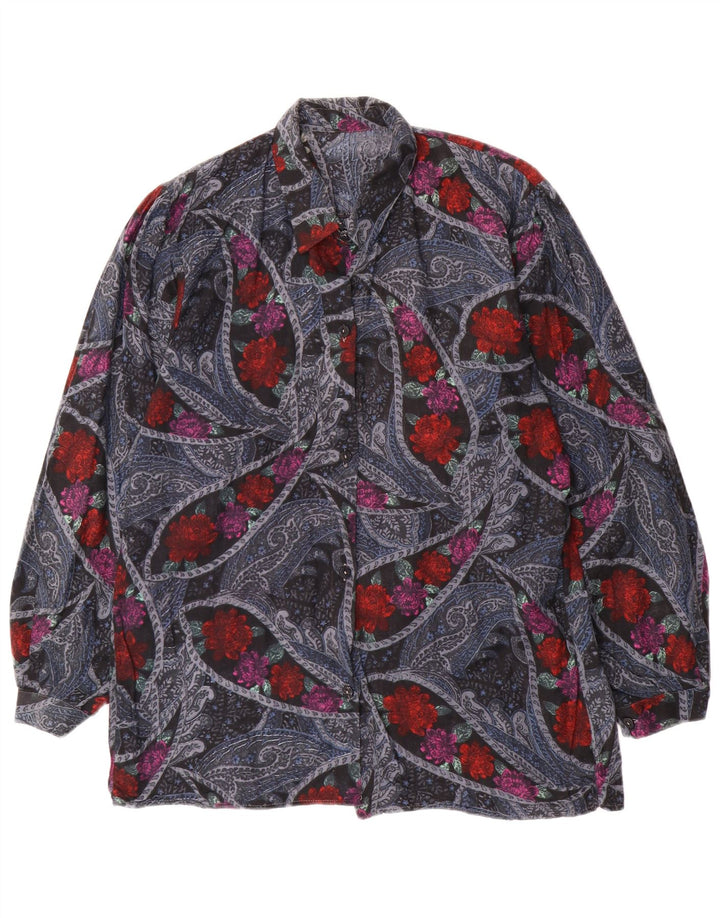 VINTAGE Dameskjorte UK 16 Large Multicolored Floral