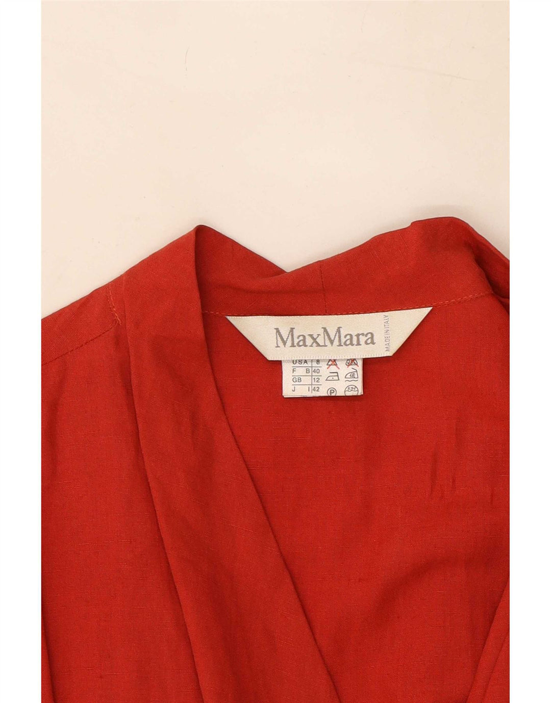 Max Mara Kvinde slå-om-kjole UK 12 Medium rød linned