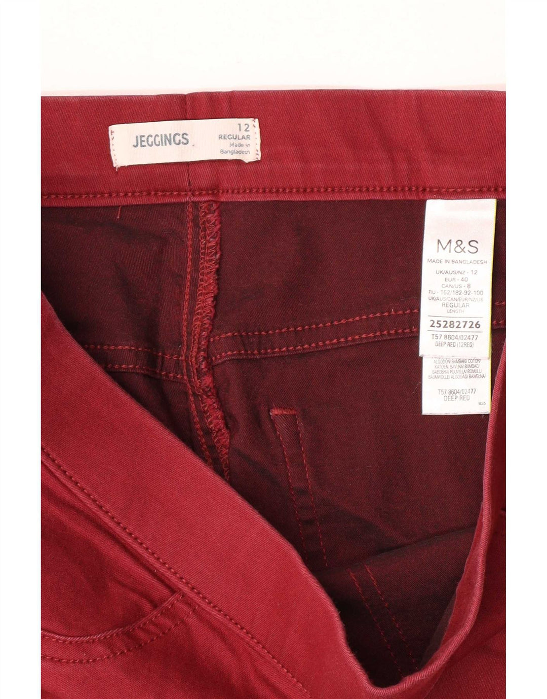 Marks & Spencer Dame Jegging Jeans UK 12 Medium W30 L28 Rød Bomuld
