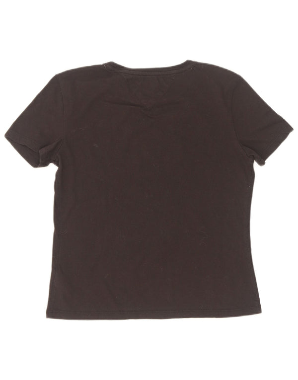 Tommy Hilfiger Dame Crop T-Shirt Top UK 6 XS Sort Bomuld