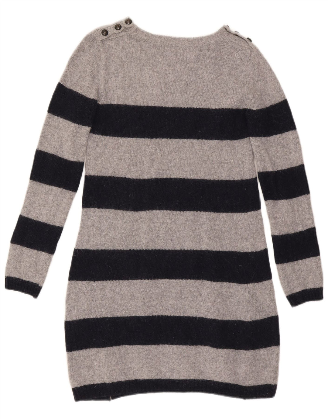 Zara Dame Jumper Dress UK 12 Mellem grå stribet uld