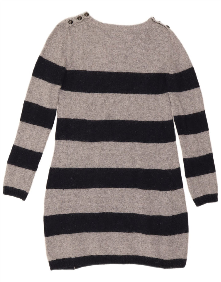 Zara Dame Jumper Dress UK 12 Mellem grå stribet uld