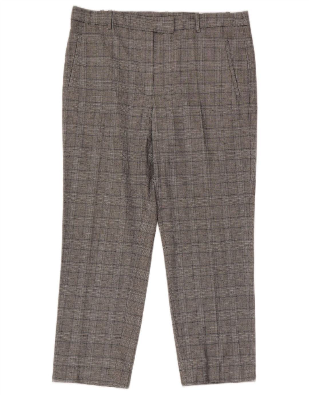 Zara Womens Crop Suit Bukser Large W30 L25 Grå ternet viskose