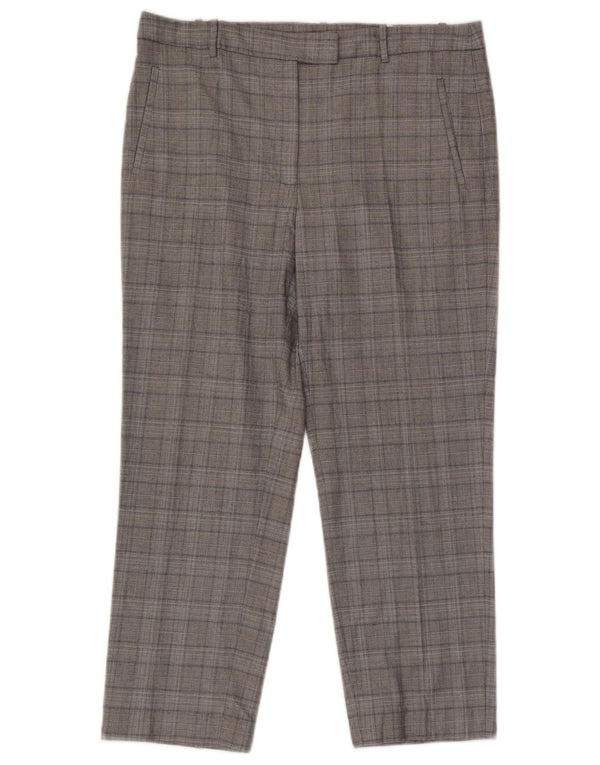 Zara Womens Crop Suit Bukser Large W30 L25 Grå ternet viskose
