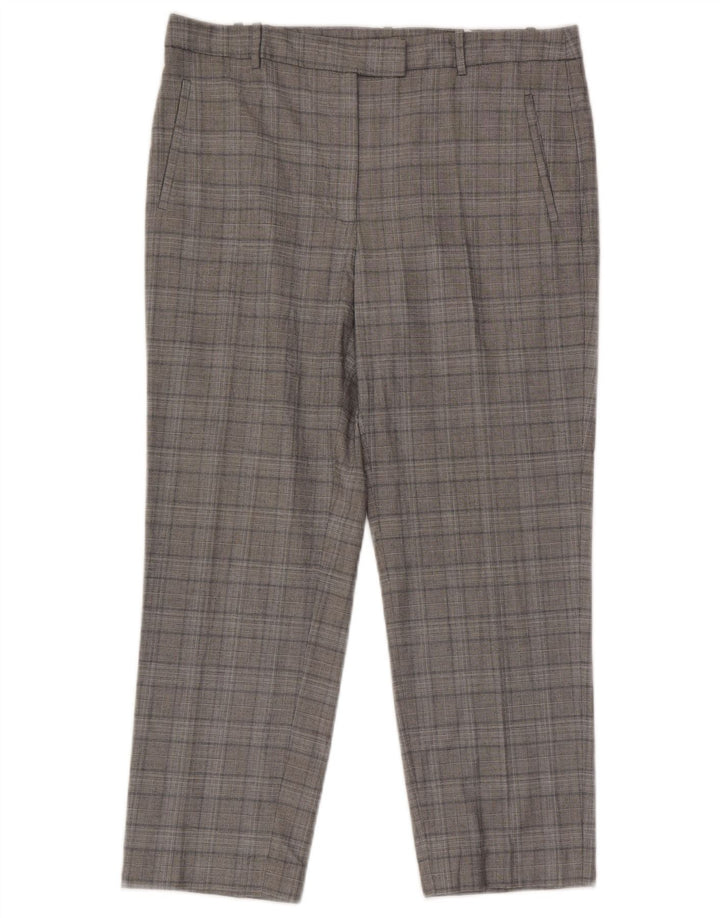 Zara Womens Crop Suit Bukser Large W30 L25 Grå ternet viskose