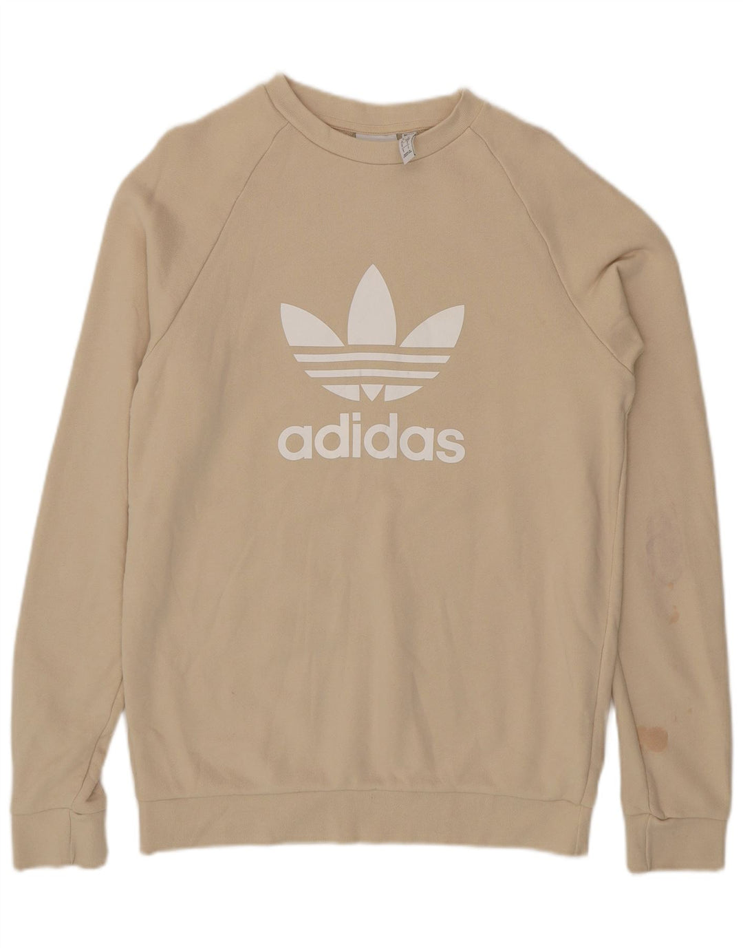 ADIDAS Mens Graphic Sweatshirt Jumper Small Beige Cotton