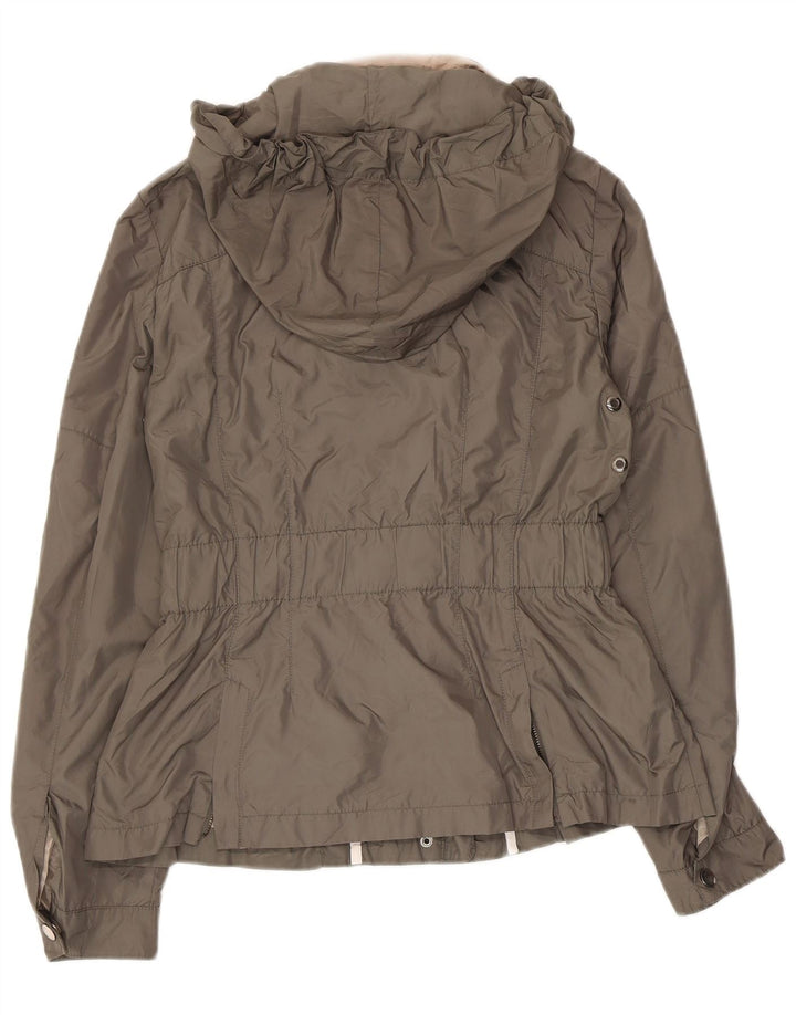 Zara Dame Hooded Utility Jacket UK 12 Medium Khaki Polyester