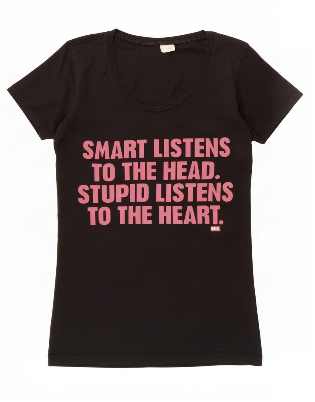Diesel Dame Grafisk T-Shirt Top UK 8 Lille Sort