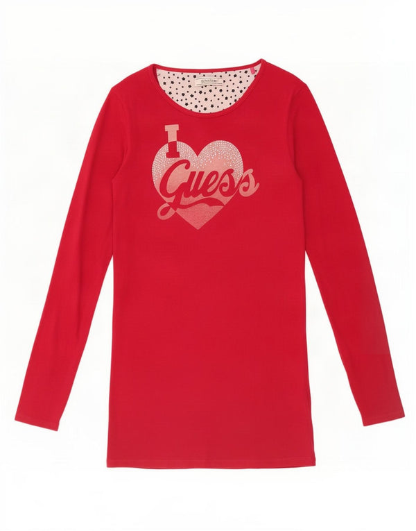 Guess Girls Grafisk Langærmet T-Shirt Kjole 15-16 År Pink Bomuld