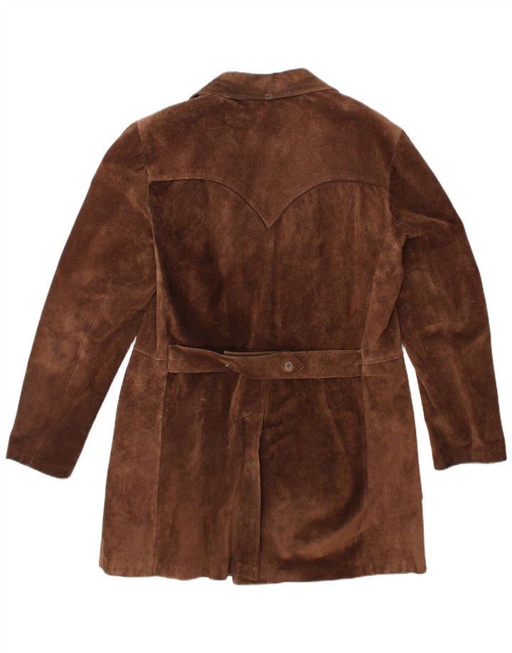 VINTAGE Herre Ruskind Dobbeltradet Frakke UK 40 Stor Brun