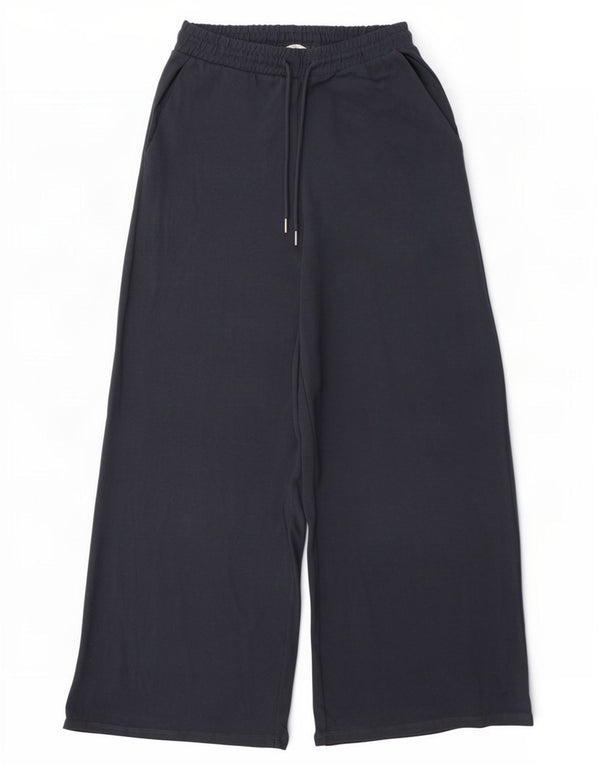 Zara Womens Wide Leg Tracksuit Bukser UK 12 Medium Navy Blue Bomuld