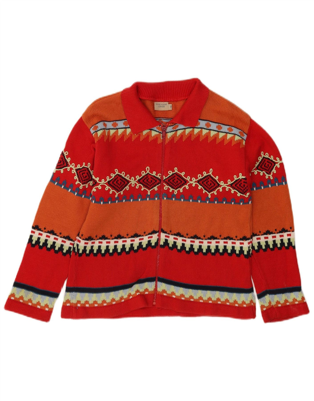 MERE & drenge cardigan sweater 9-10 år rød geometrisk bomuld