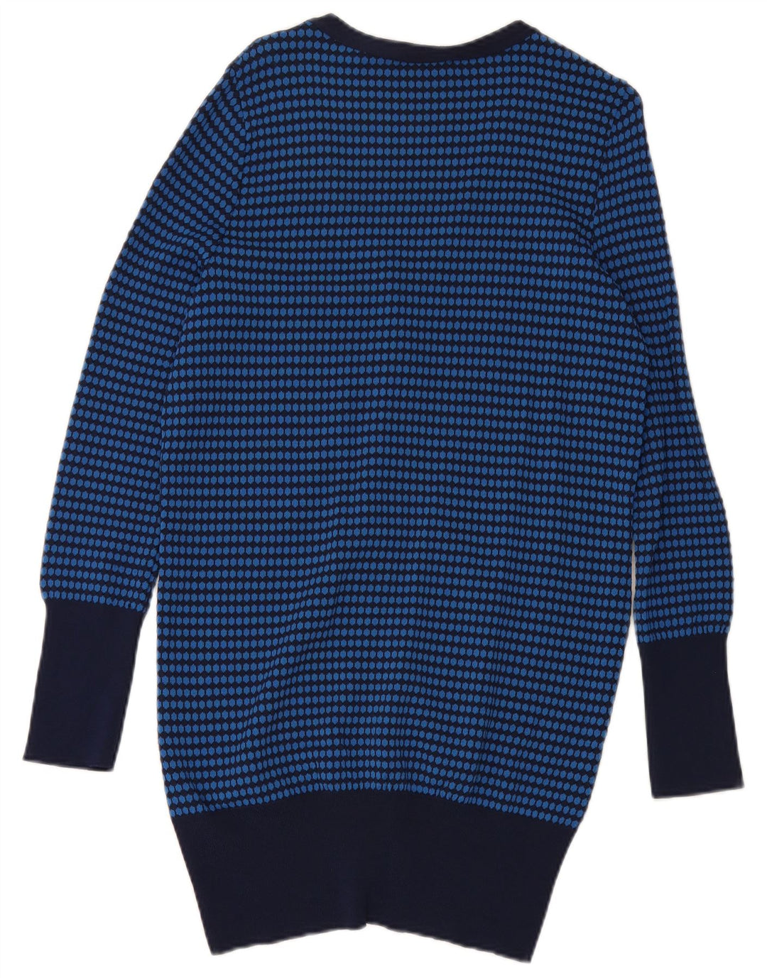 ZARA Womens Longline Cardigan Sweater UK 12 Medium Blue Geometric Viscose