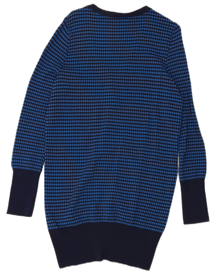 ZARA Womens Longline Cardigan Sweater UK 12 Medium Blue Geometric Viscose