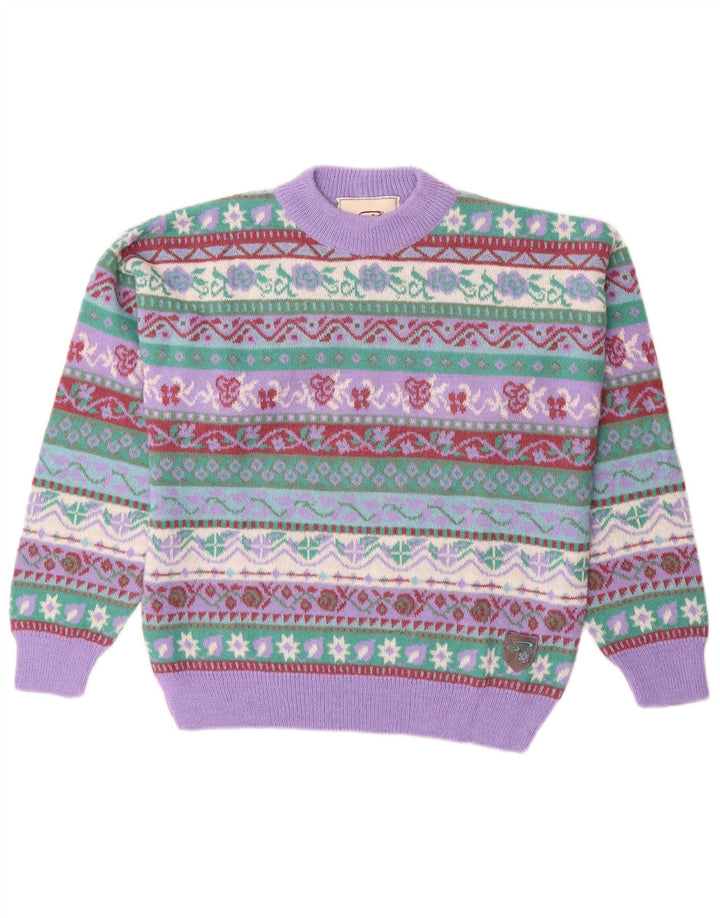 SILVY Dame sweater med rund hals IT 42 Medium Purple Fair Isle