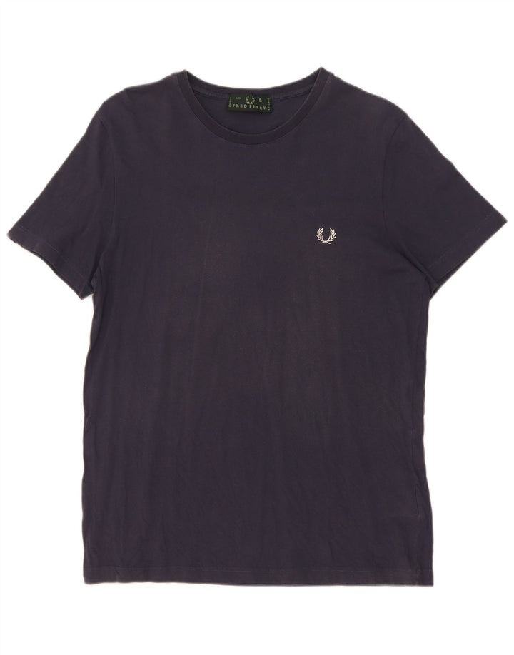 Fred Perry Herre T-shirt Top Stor marineblå bomuld