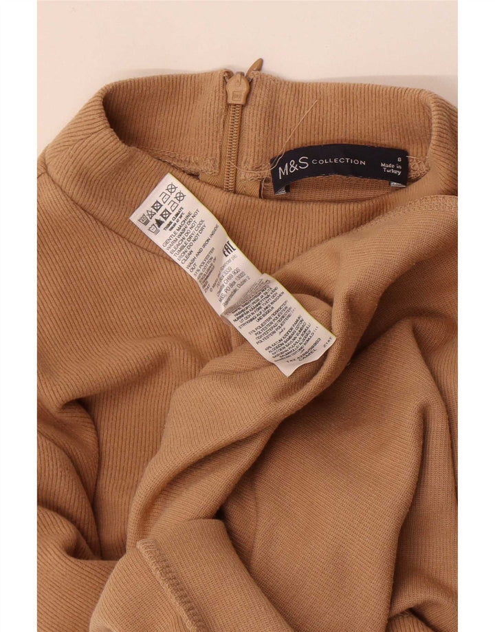 Marks & Spencer Dame Langærmet Jumper Dress UK 8 Small Beige Polyester