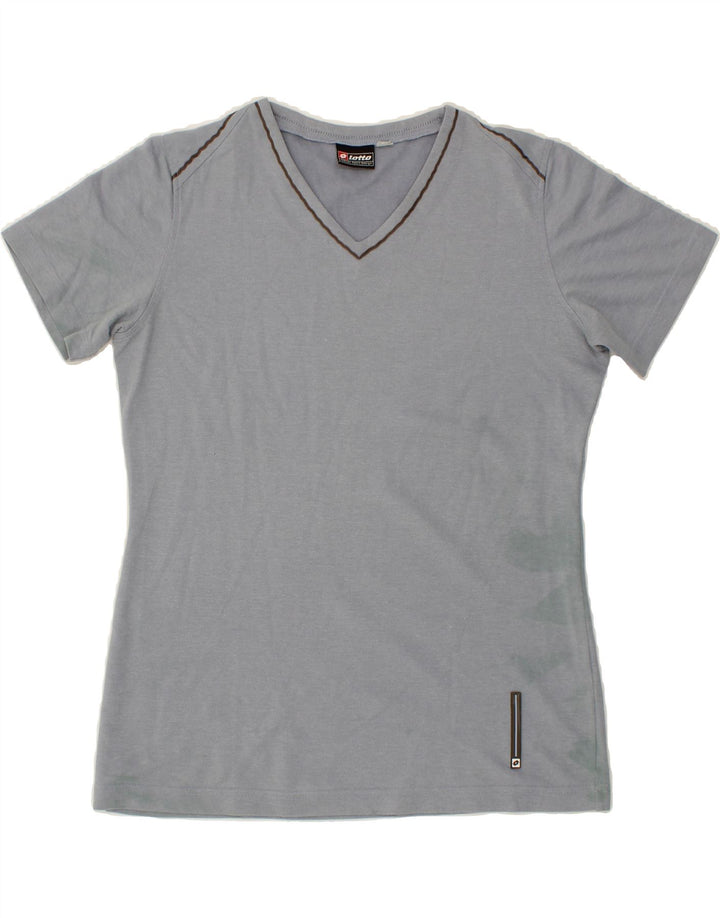 LOTTO Womens T-Shirt Top UK 16 Large Grey Cotton Vintage Lotto and Second-Hand Lotto from Messina Hembry 