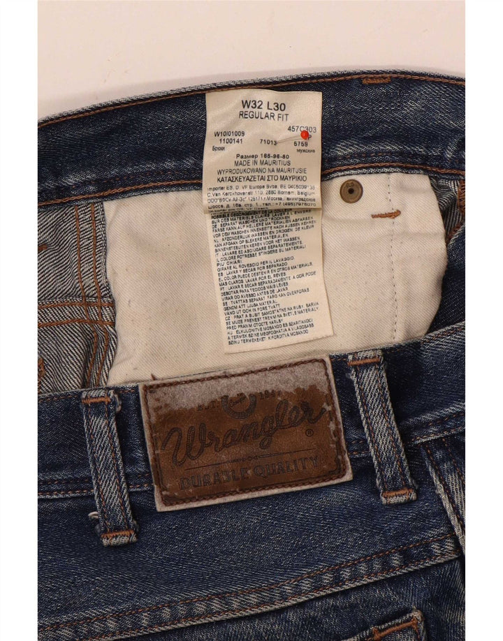 Wrangler Herre Regular Fit Straight Jeans W32 L27 Blå Bomuld