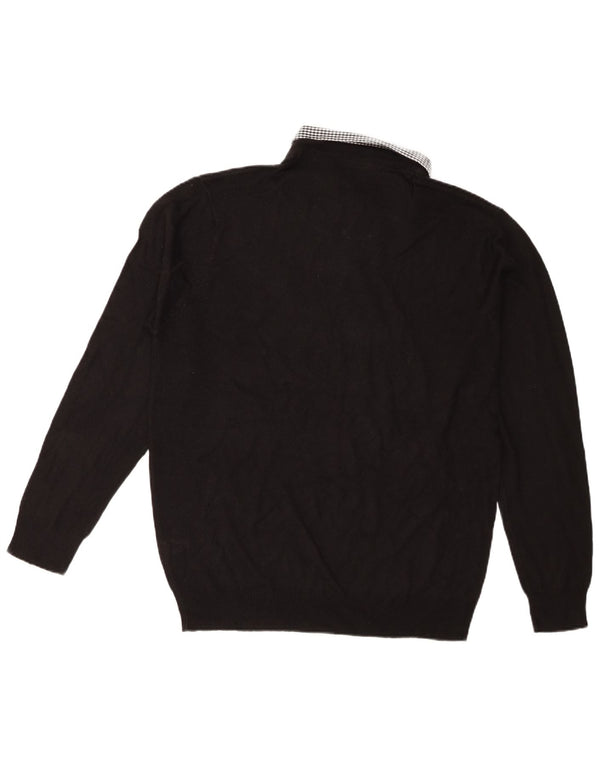 Pierre Cardin Herre Polo Neck Jumper Sweater XL Sort Akryl